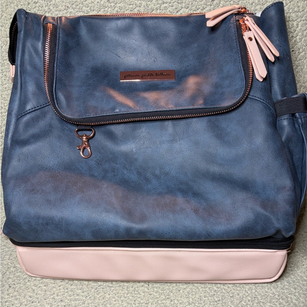 Petunia Pickle Bottom Navy and Blush Diaper Bag